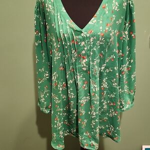 Rose & Olive Green Floral Blouse